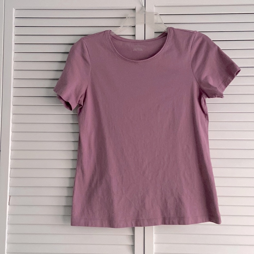 Christopher & Banks Jewel Neck Small Heather Purple Tee
